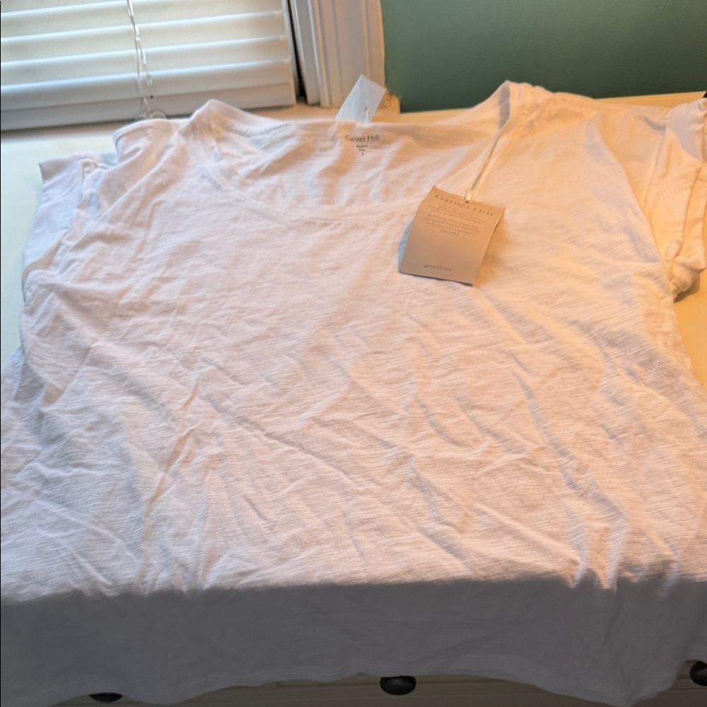 Garnet Hill White Short Sleeve Tee